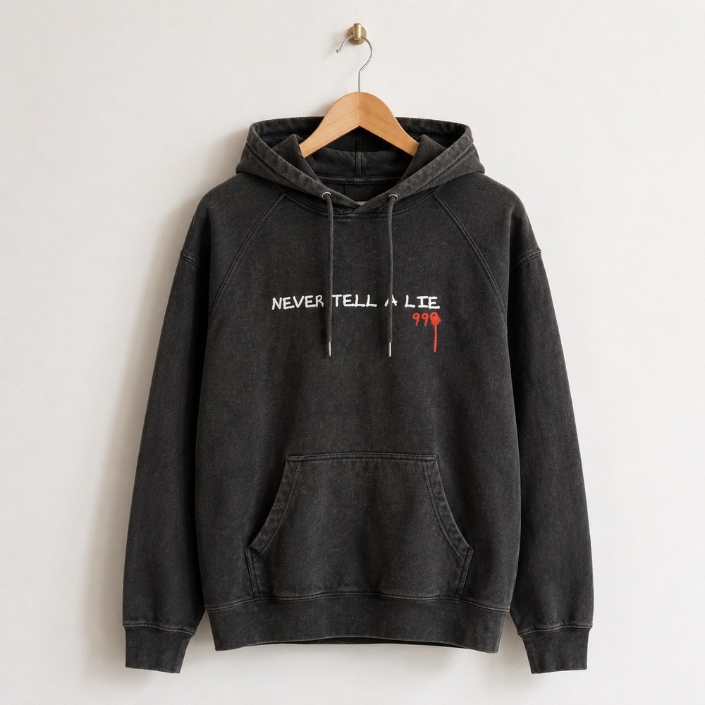 Juice‎ WRLD 999 Club Never Tell A Lie Hoodie Black Mens XL Streetwear Merch